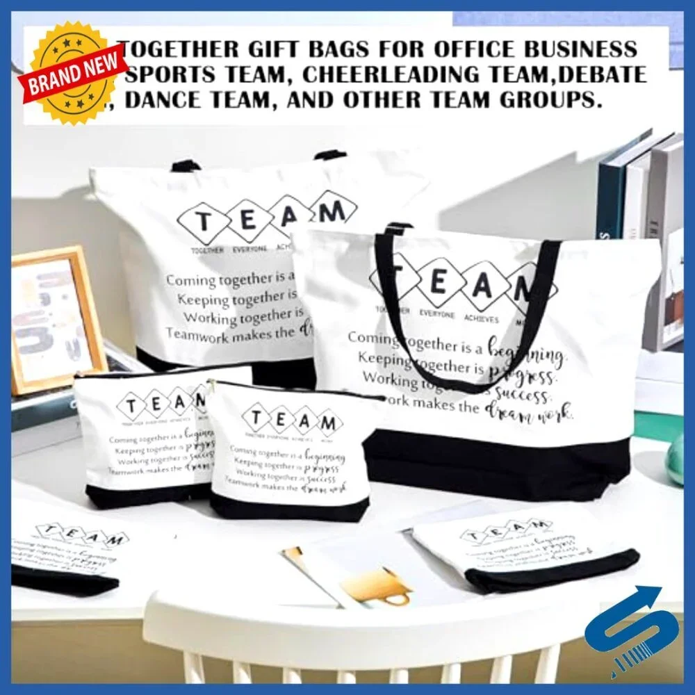 Team Appreciation Canvas Tote Bags Bulk Set Motivational Gift Polyester Cotton